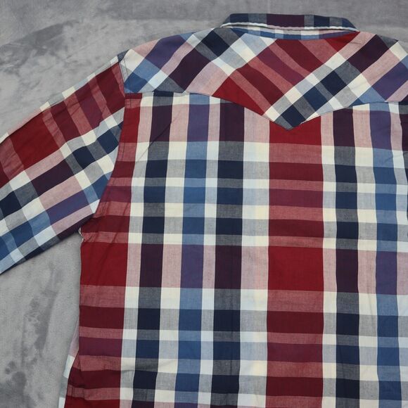 Levis Shirt Mens XL Extra Blue Red Plaid Pearl Snap Button Pockets Dress Work - Picture 15 of 16